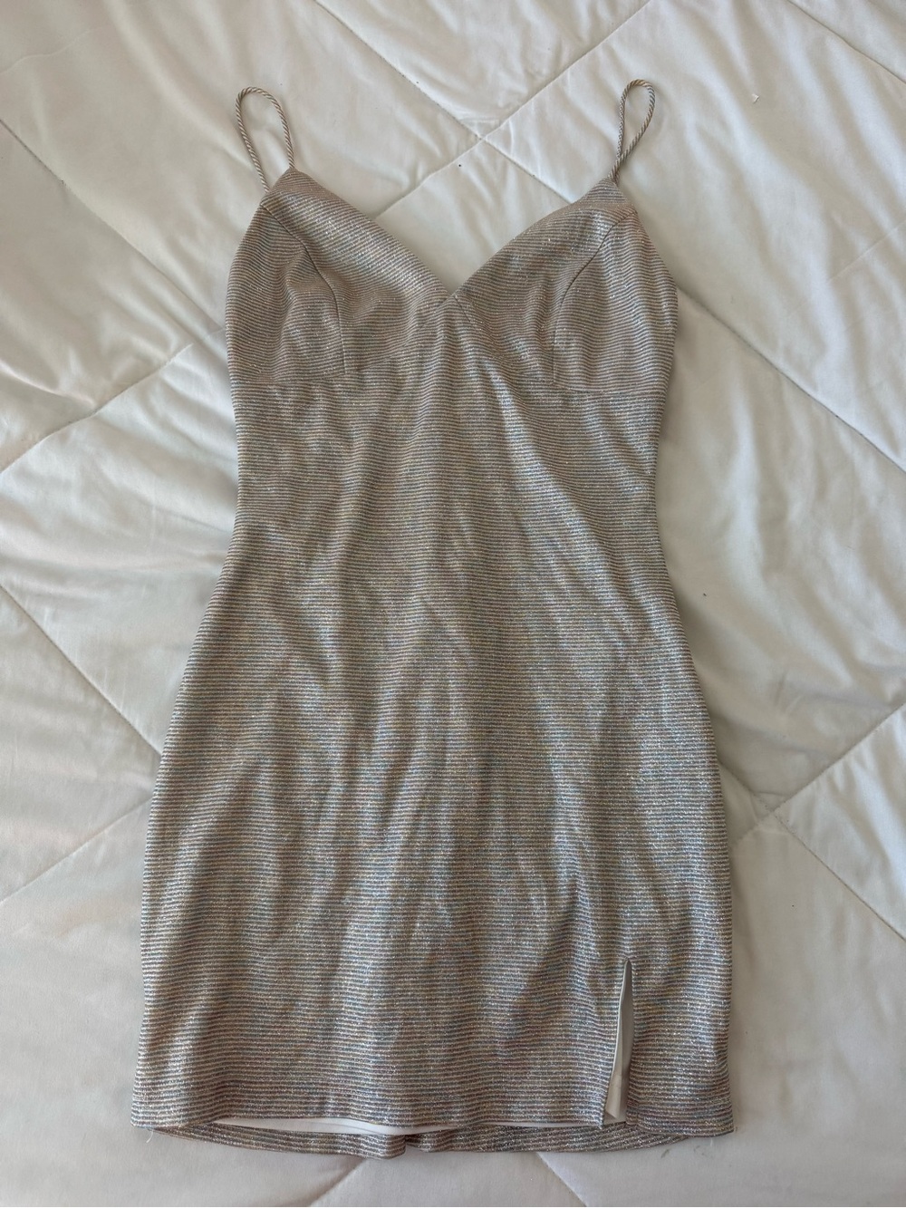 Superdown Metallic Rainbow Spaghetti-Strap Bodycon Dress